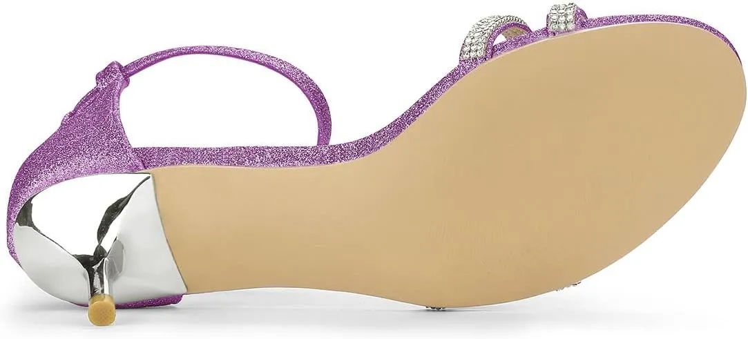 Allegra K Women's Stiletto Kitten Heels Glitter Heel Sandals