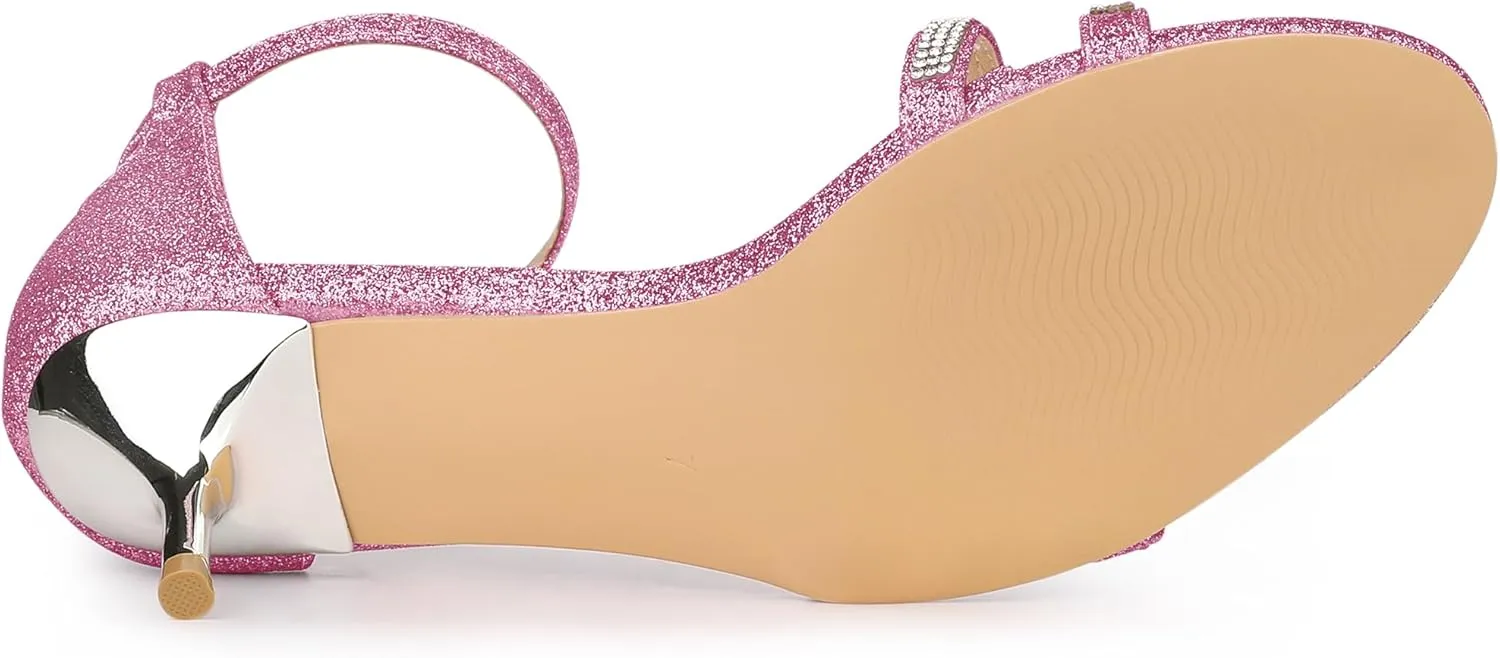 Allegra K Women's Stiletto Kitten Heels Glitter Heel Sandals