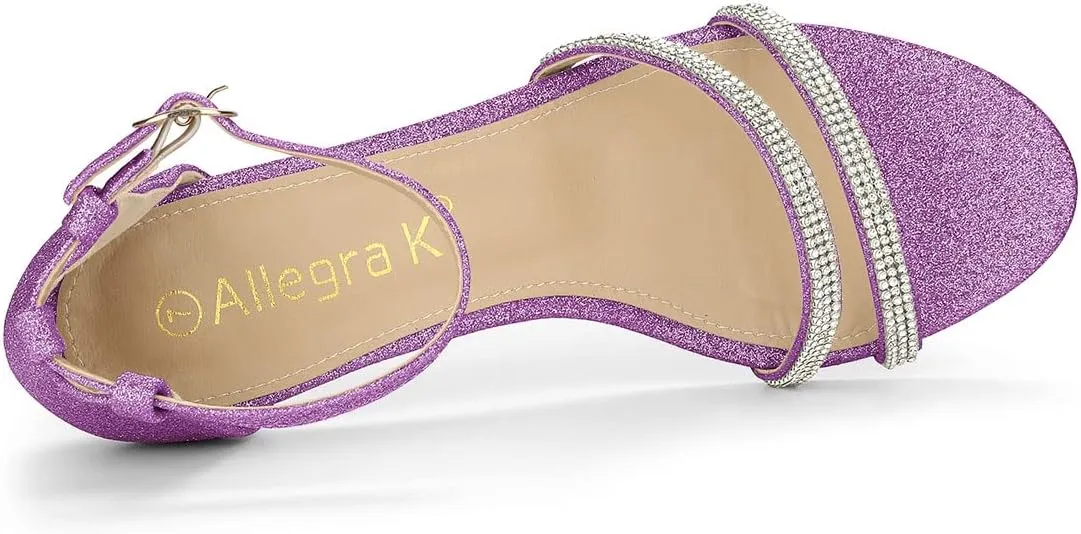 Allegra K Women's Stiletto Kitten Heels Glitter Heel Sandals