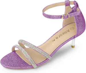 Allegra K Women's Stiletto Kitten Heels Glitter Heel Sandals