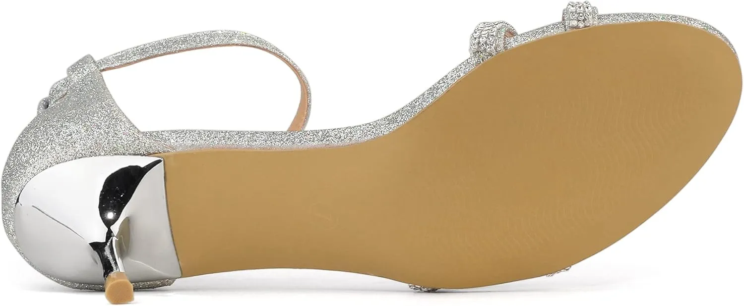 Allegra K Women's Stiletto Kitten Heels Glitter Heel Sandals