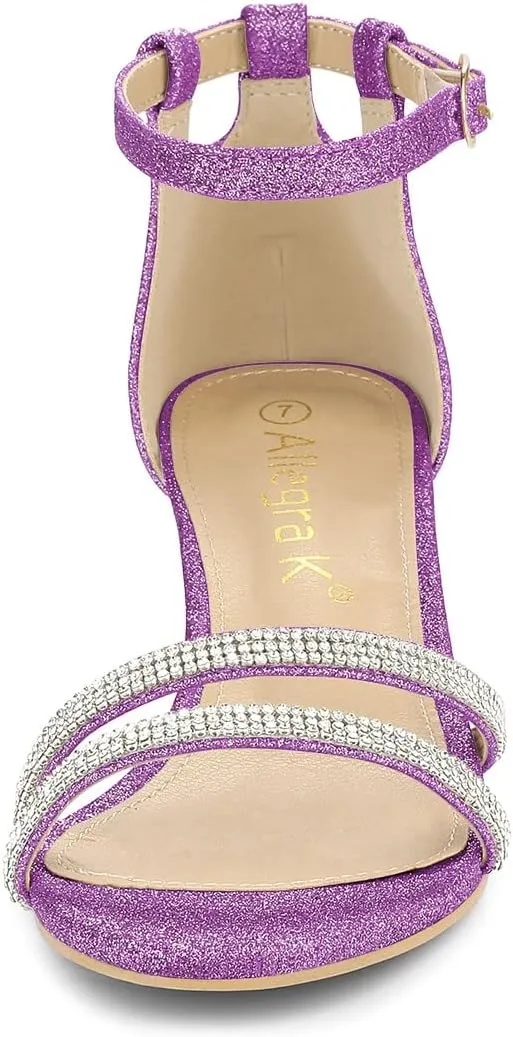 Allegra K Women's Stiletto Kitten Heels Glitter Heel Sandals