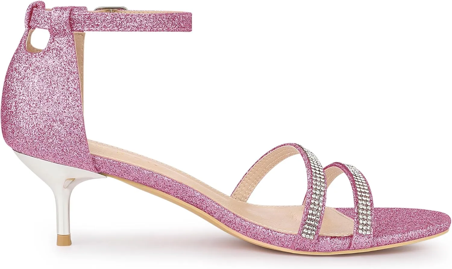 Allegra K Women's Stiletto Kitten Heels Glitter Heel Sandals