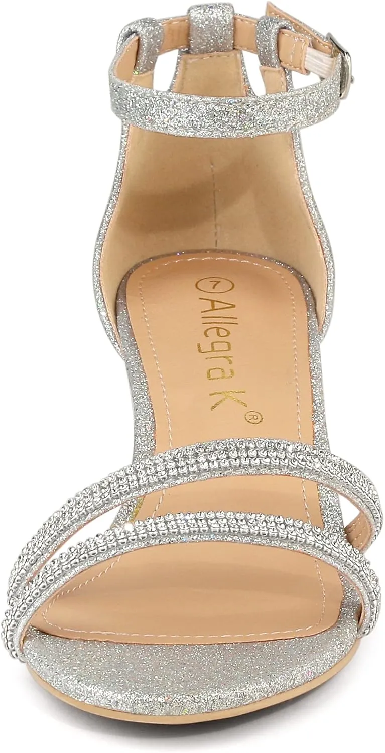 Allegra K Women's Stiletto Kitten Heels Glitter Heel Sandals