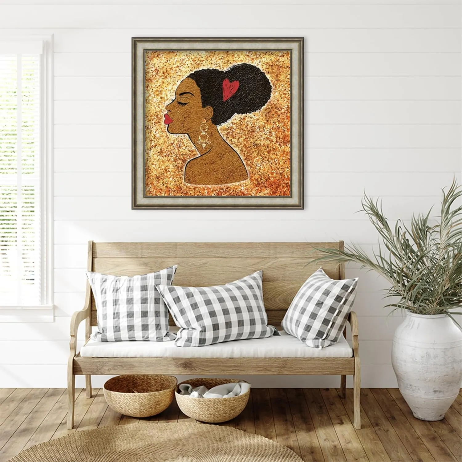 Amanti Art Framed Wall Art Print 37x37 Glitter Girl by Martina Pavlova, People Wall Art, Modern Contemporary Decor, Large Poster Painting Artwork for Living Room, Bedroom, Bathroom, Kitchen, Office