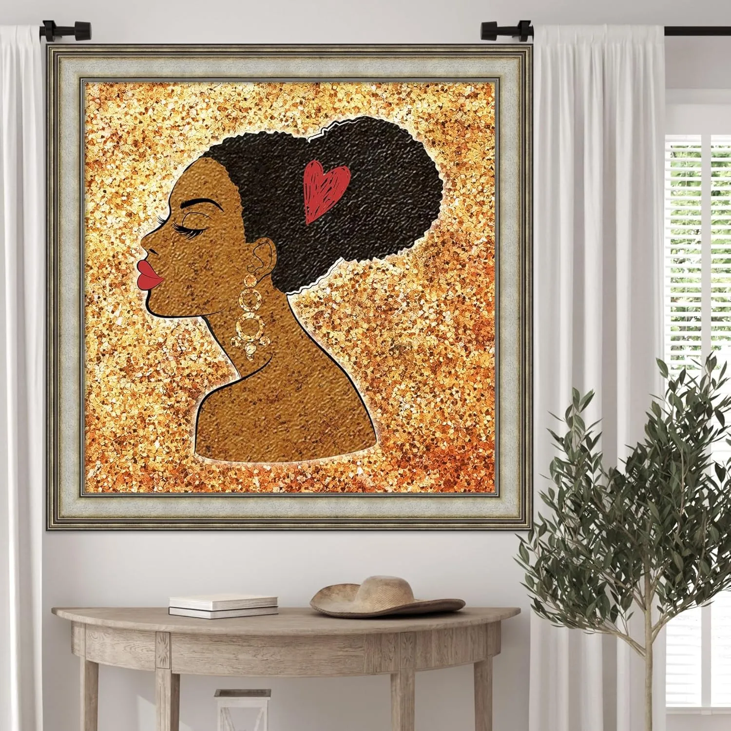 Amanti Art Framed Wall Art Print 37x37 Glitter Girl by Martina Pavlova, People Wall Art, Modern Contemporary Decor, Large Poster Painting Artwork for Living Room, Bedroom, Bathroom, Kitchen, Office