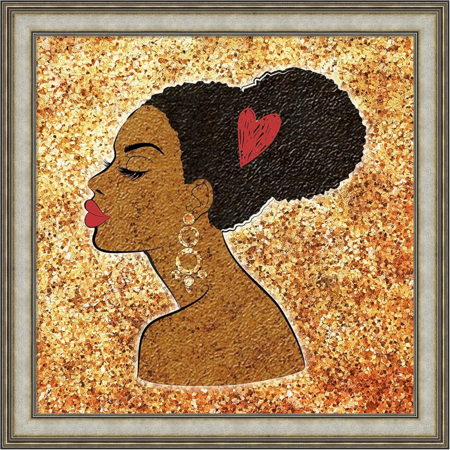 Amanti Art Framed Wall Art Print 37x37 Glitter Girl by Martina Pavlova, People Wall Art, Modern Contemporary Decor, Large Poster Painting Artwork for Living Room, Bedroom, Bathroom, Kitchen, Office