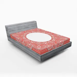 Ambesonne Peach 2 Pack Fitted Sheet, Bridal Lace Design Soft, Bed Cover All-Round Elastic Deep Pockets 2 Pieces, Package Contains 2 Queen Size Fitted Sheets, Coral White