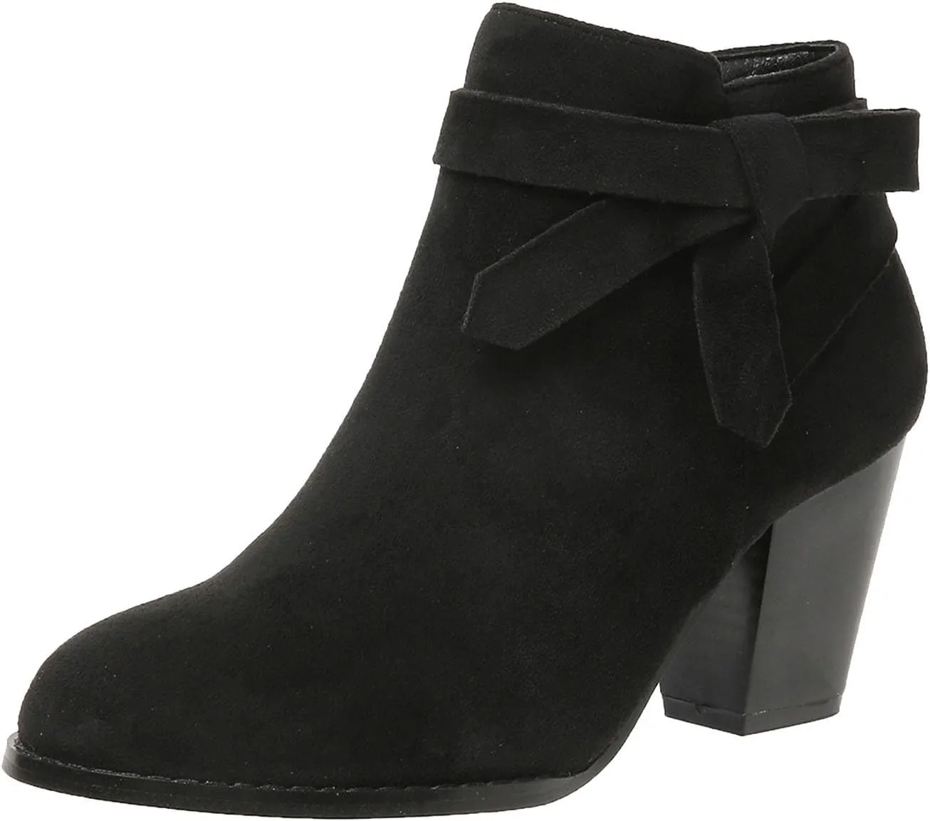 AMDBEL Booties for Women Dressy 2024 Ankle Boots Tie Knot Chelsea Pump Boots Closed Toe Stacked Heel Booties Shoes