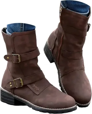 AMDBEL Fall Boots for Women 2024, Women's Ankle Boots Low Heel Slip On Boots Round Toe Ladies Party Short Booties Shoes