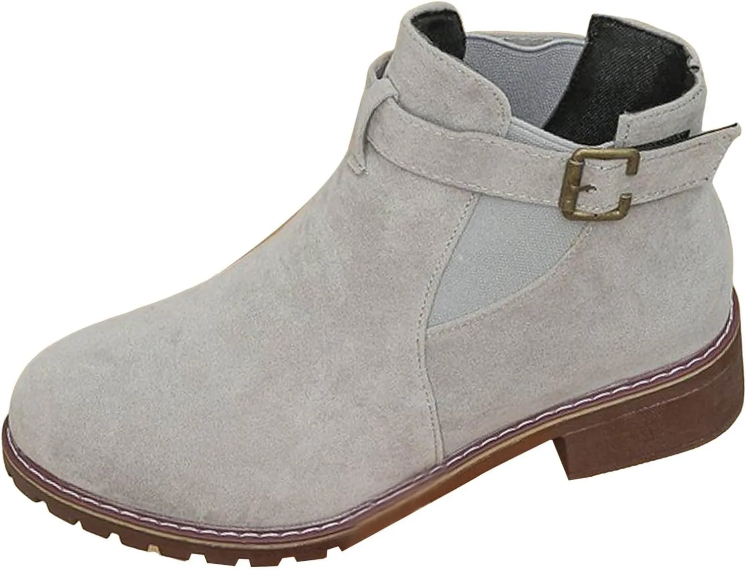 AMDBEL Womens Boots Ankle, Women's Ankle Boots Low Thick Heel Comfortable Round Toe Suede Short Boots Winter Shoes