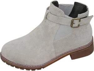 AMDBEL Womens Boots Ankle, Women's Ankle Boots Low Thick Heel Comfortable Round Toe Suede Short Boots Winter Shoes