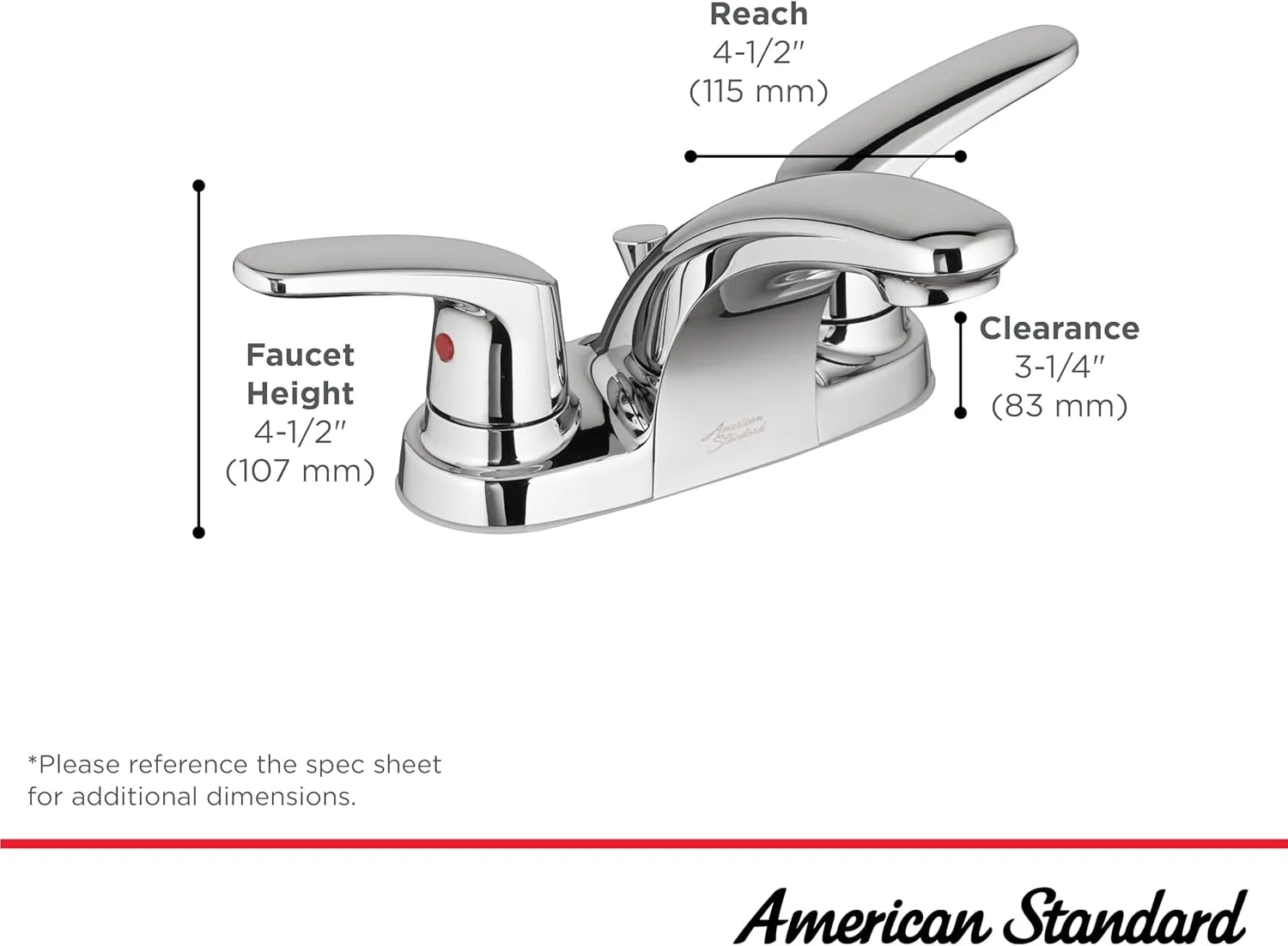 American Standard 7075205.243 Colony PRO Single-Handle Bathroom Faucet, Less Drain, 1.2 GPM, Matte Black