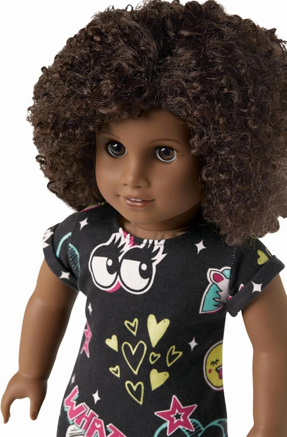 American Girl Truly Me 18-inch Doll #112 with Brown Eyes, Dark-Brown Hair, Deep Skin, Black T-shirt Dress, For Ages 6 