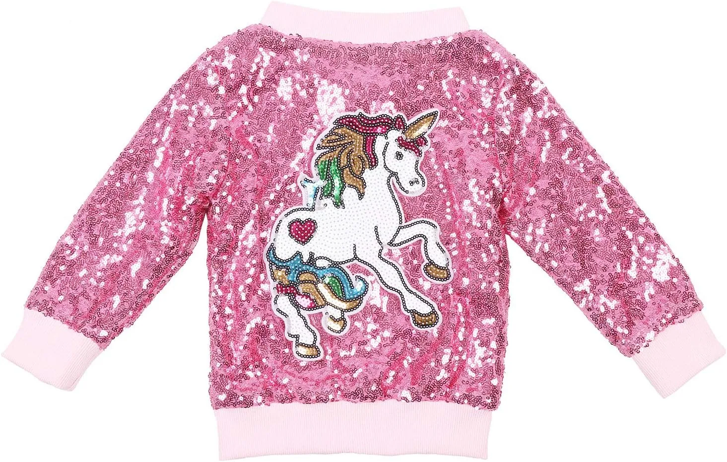 ANATA Girl Unicorn Sequin Jacket Kids Casual Bomber Jacket Zipper Coat Outwear