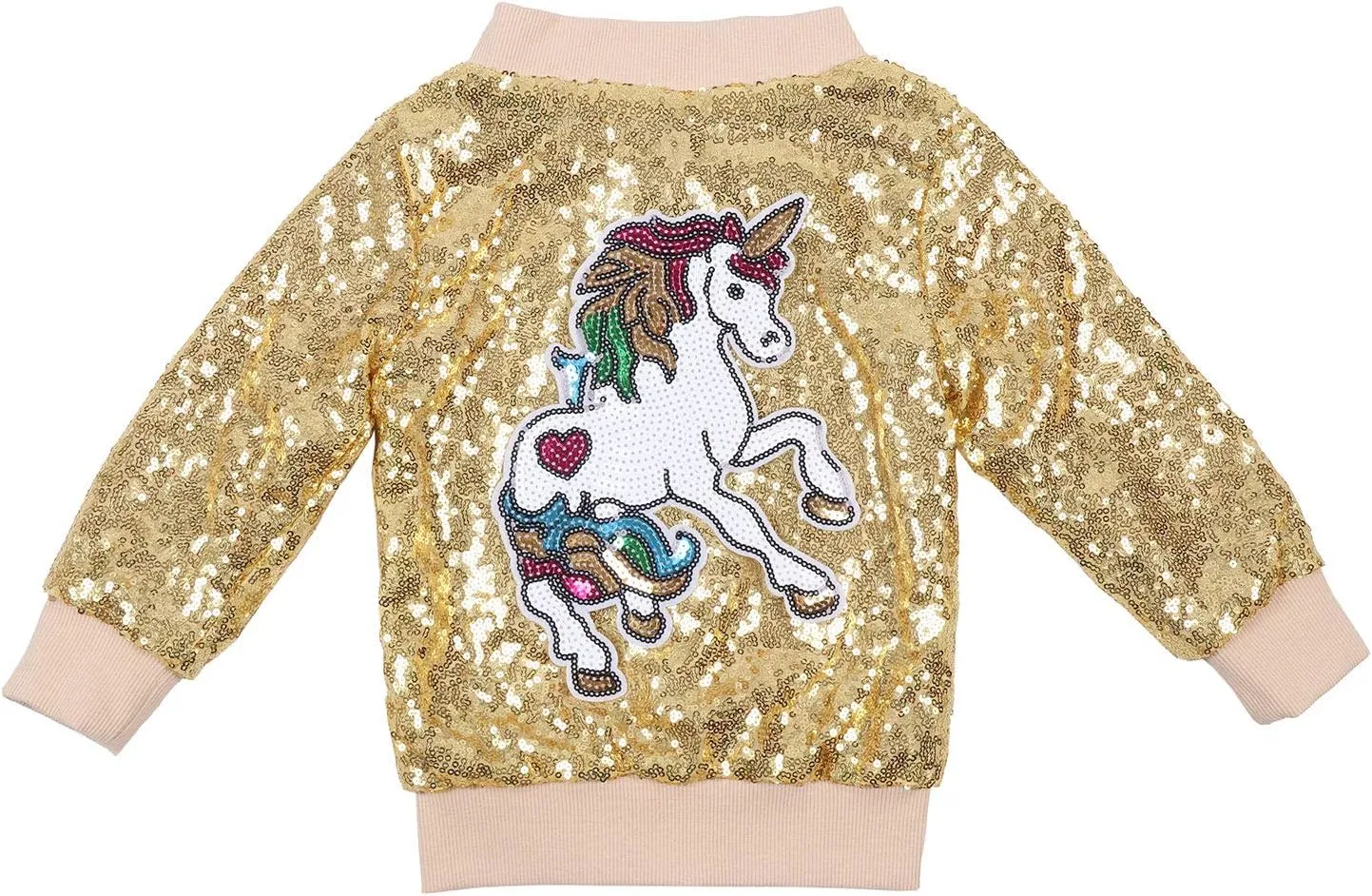 ANATA Girl Unicorn Sequin Jacket Kids Casual Bomber Jacket Zipper Coat Outwear