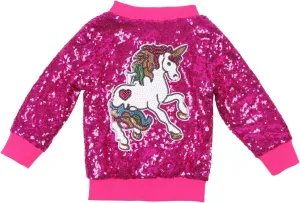ANATA Girl Unicorn Sequin Jacket Kids Casual Bomber Jacket Zipper Coat Outwear