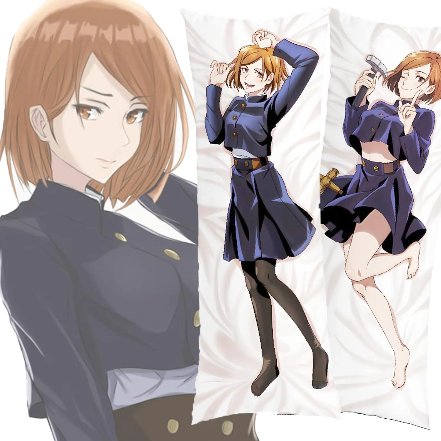 Anime Body Pillow, Nobara Body Pillow,Anime Body Pillow Cover Case,Soft Hugging Body Pillowcase Cover Dakimakura Double-Sided Peach Skin Pillow Cover Case (59in X 19.7in).