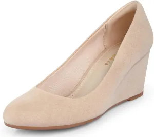 Ankis Closed Toe Wedges for Women, Black Nude Gold Silver Wedges Heels for Women Comfortable Medium Heel Wedges Work Pumps Shoes for Dressy Spring Fall - 2.5Inch