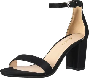 Ankis Heels for Women Open Toe Ankle Strap Chunky Heel Sandals 2.75 Inch