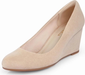Ankis Closed Toe Wedges for Women, Black Nude Gold Silver Wedges Heels for Women Comfortable Medium Heel Wedges Work Pumps Shoes for Dressy Spring Fall - 2.5Inch