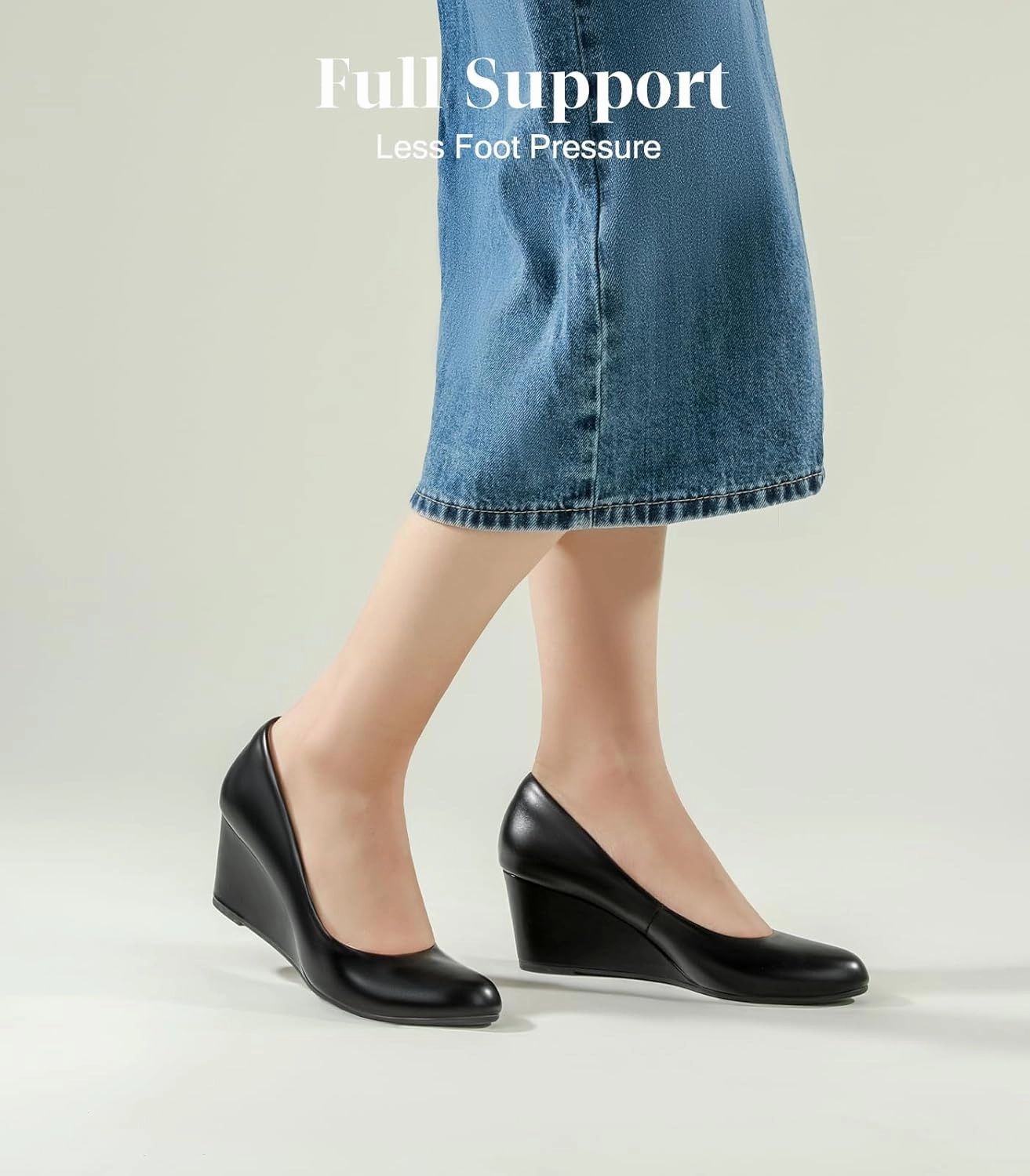 Ankis Closed Toe Wedges for Women, Black Nude Gold Silver Wedges Heels for Women Comfortable Medium Heel Wedges Work Pumps Shoes for Dressy Spring Fall - 2.5Inch