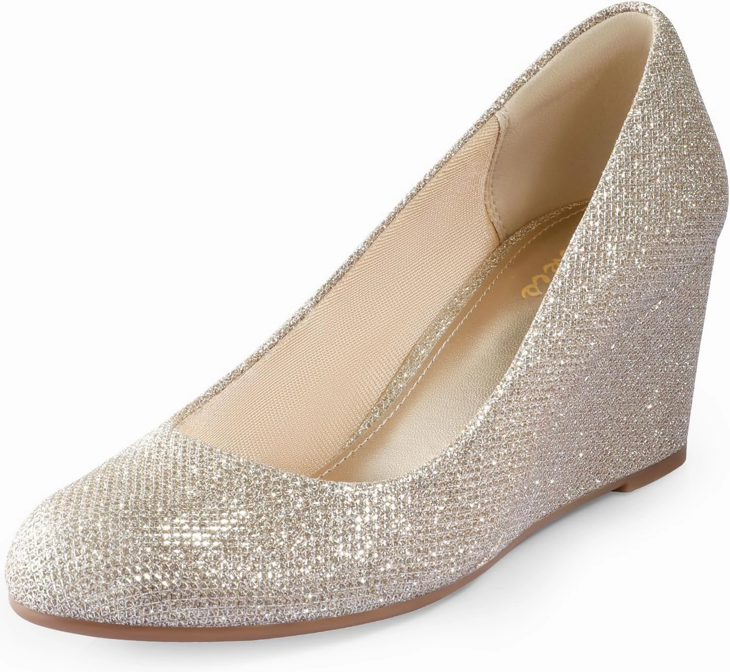 Ankis Closed Toe Wedges for Women, Black Nude Gold Silver Wedges Heels for Women Comfortable Medium Heel Wedges Work Pumps Shoes for Dressy Spring Fall - 2.5Inch