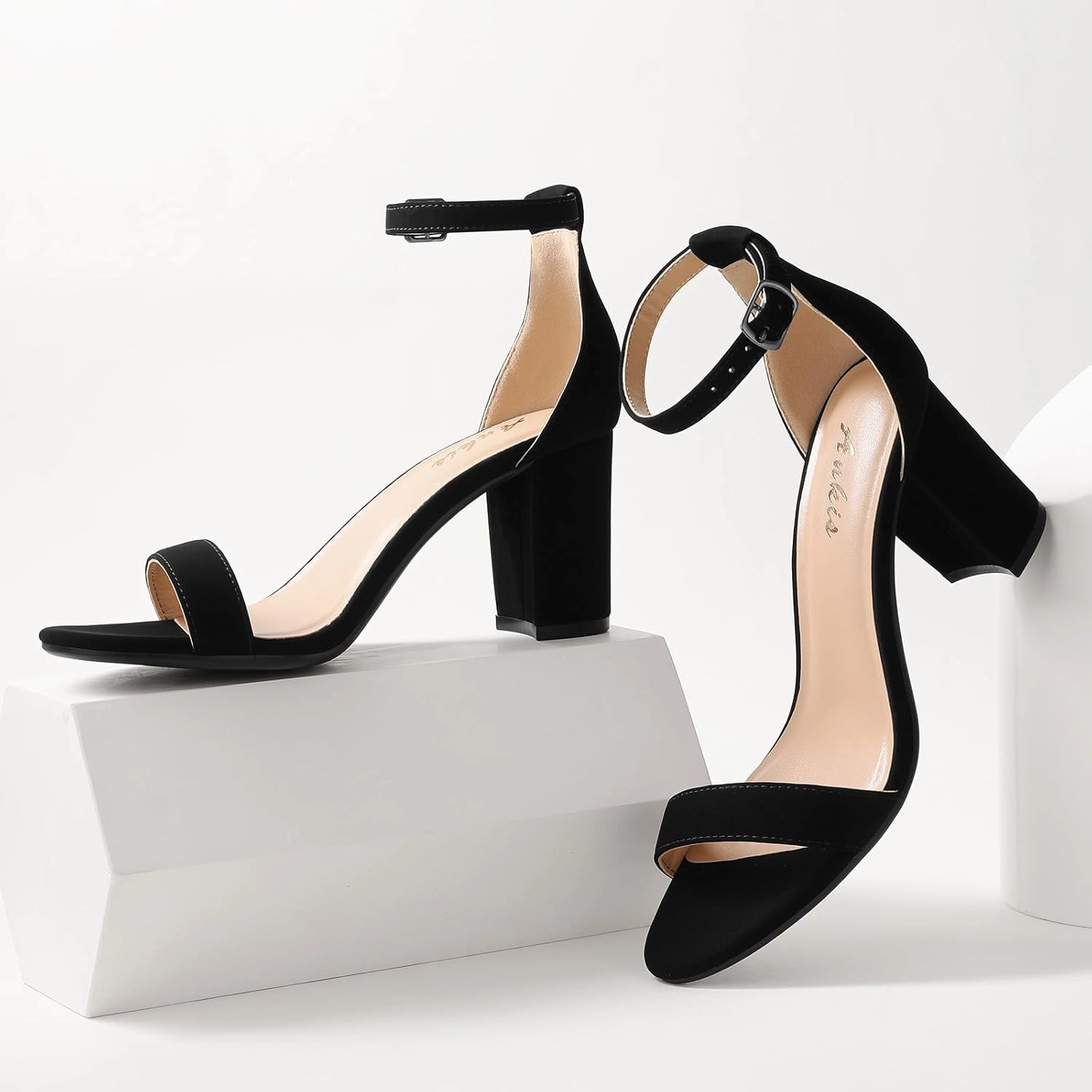 Ankis Heels for Women Open Toe Ankle Strap Chunky Heel Sandals 2.75 Inch