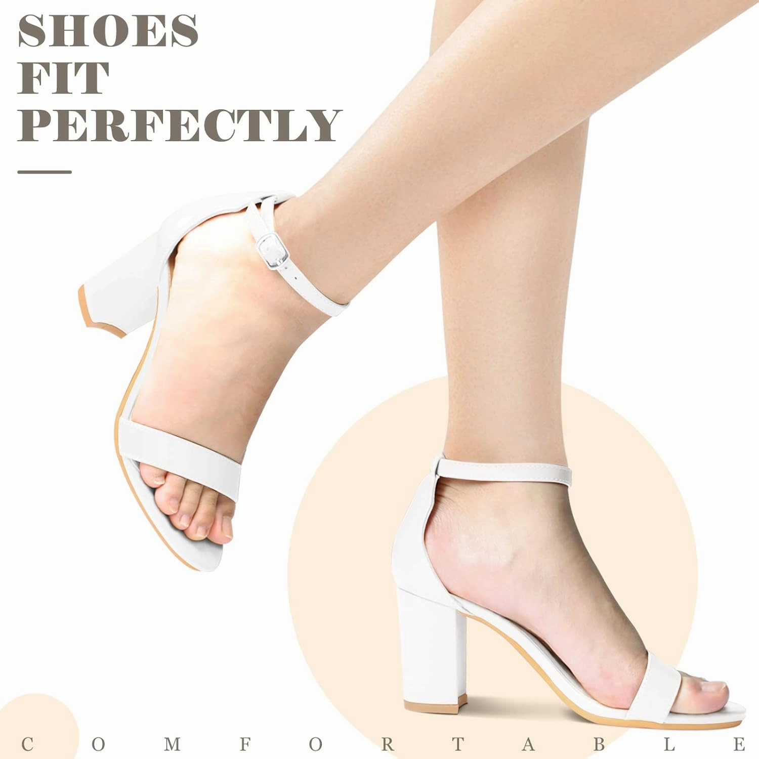 Ankis Heels for Women Open Toe Ankle Strap Chunky Heel Sandals 2.75 Inch
