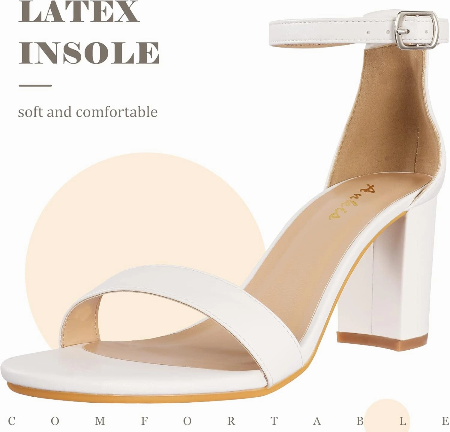 Ankis Heels for Women Open Toe Ankle Strap Chunky Heel Sandals 2.75 Inch
