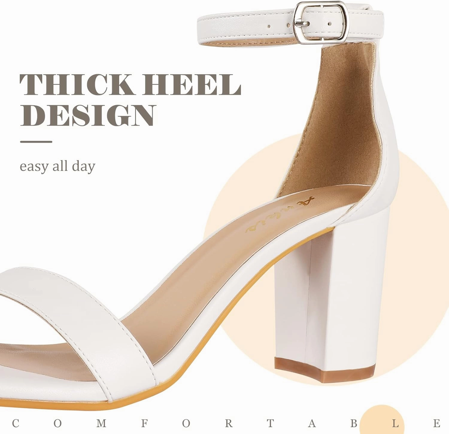 Ankis Heels for Women Open Toe Ankle Strap Chunky Heel Sandals 2.75 Inch