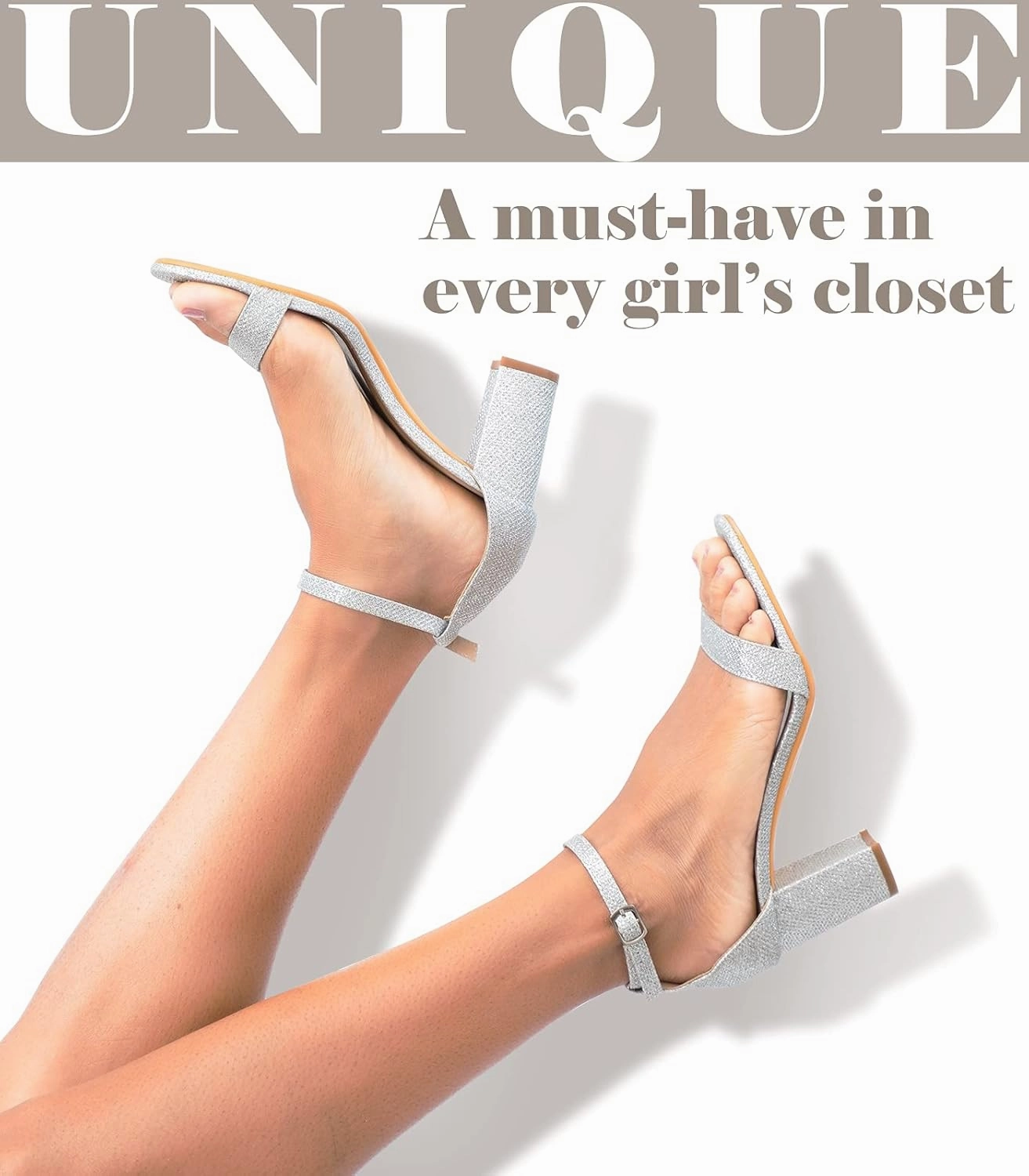 Ankis Heels for Women Open Toe Ankle Strap Chunky Heel Sandals 2.75 Inch