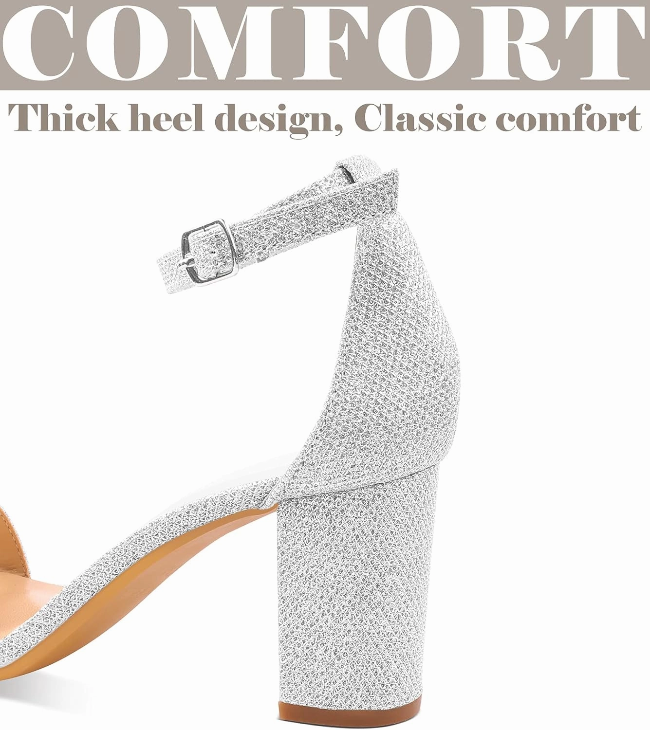 Ankis Heels for Women Open Toe Ankle Strap Chunky Heel Sandals 2.75 Inch