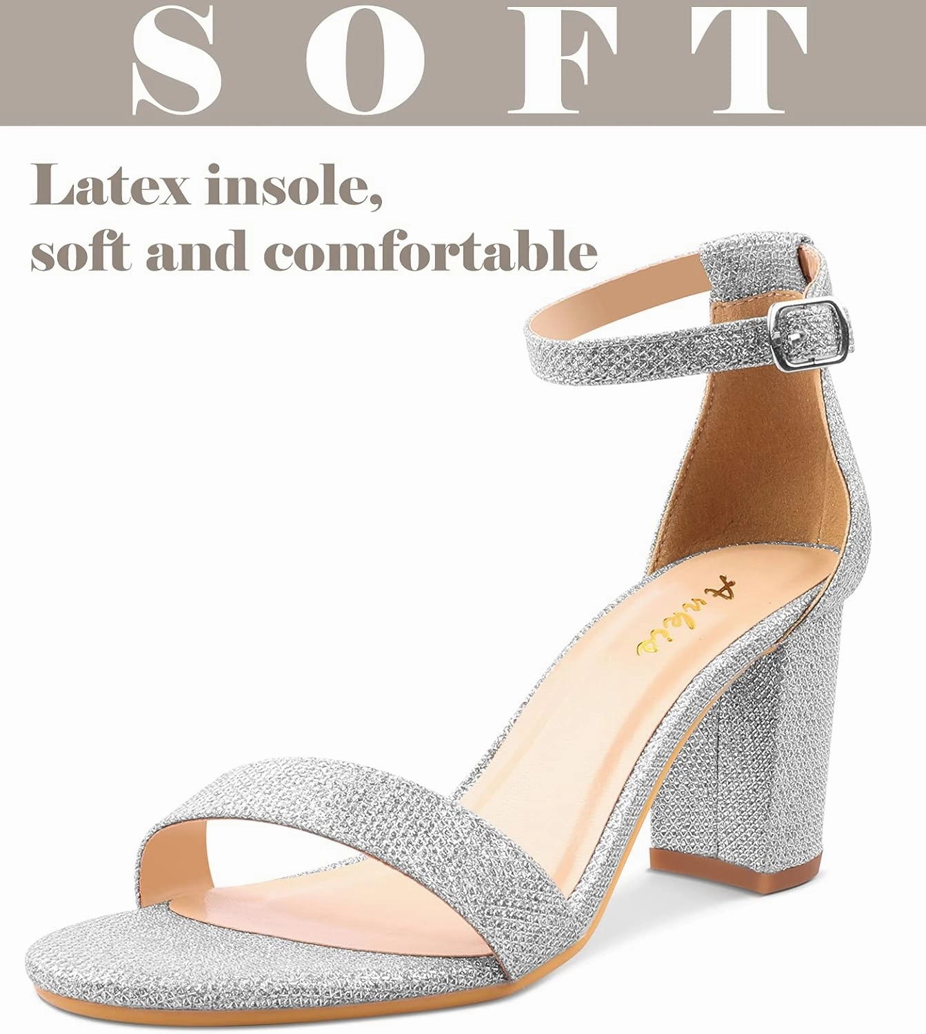 Ankis Heels for Women Open Toe Ankle Strap Chunky Heel Sandals 2.75 Inch