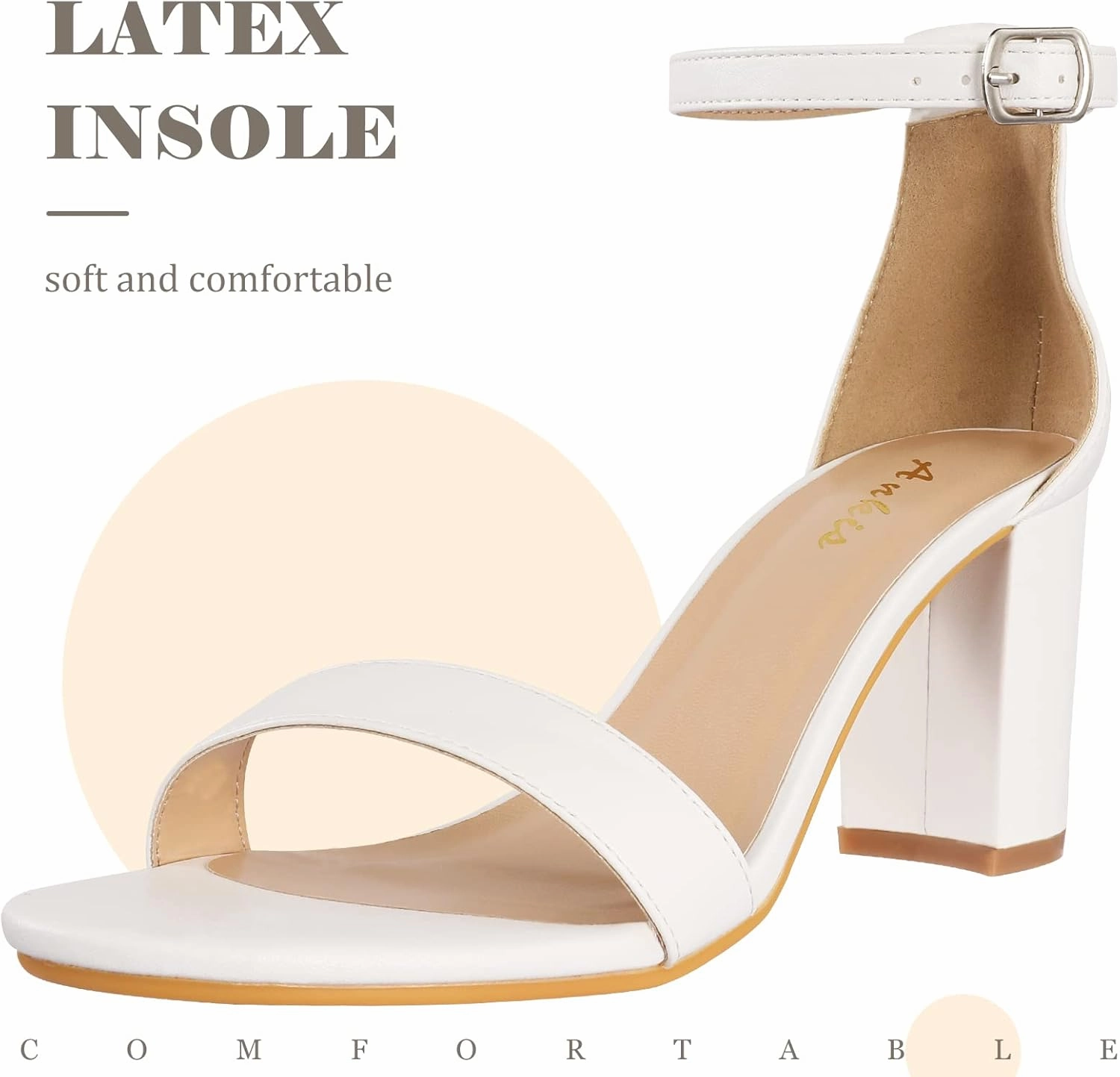 Ankis Heels for Women Open Toe Ankle Strap Chunky Heel Sandals 2.75 Inch