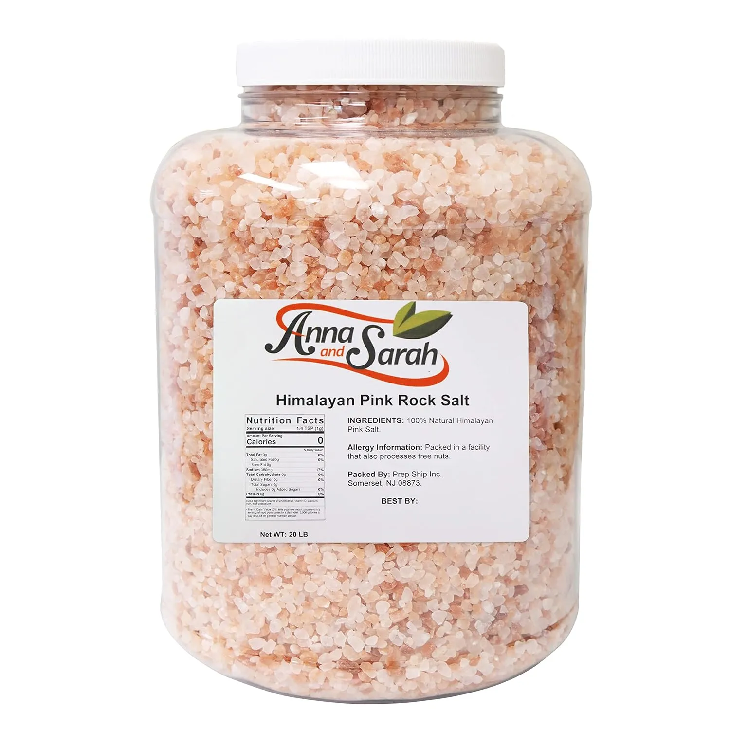Anna and Sarah Himalayan Pink Salt 20 lbs Coarse Bulk in Jar - Pure Gourmet Crystals - Himilian 100% Natural - Contains 84 Minerals -Suitable for Body Bath Scrubs - Kosher