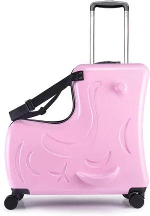 AO WEI LA OW Duffel Bag for Kids Ride-On Suitcase Carry-On Luggage with Wheels (Pink, 24 Inch(suggest 6-12 years old))
