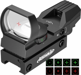 Aomekie Red Green Dot Gun Sight Scope with 4 Reticles, Reflex Sight Tactical with 20mm Mount Rail