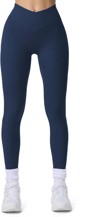 Aoxjox Workout Leggings for Women Vanity V Waist Hight Waist Tummy Control Hidden Scrunch Athletic Gym Yoga Pants 24"/26"/28"