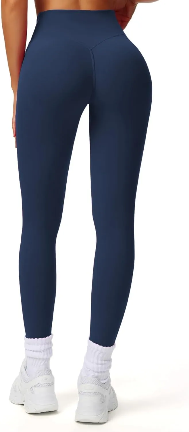 Aoxjox Workout Leggings for Women Vanity V Waist Hight Waist Tummy Control Hidden Scrunch Athletic Gym Yoga Pants 24"/26"/28"