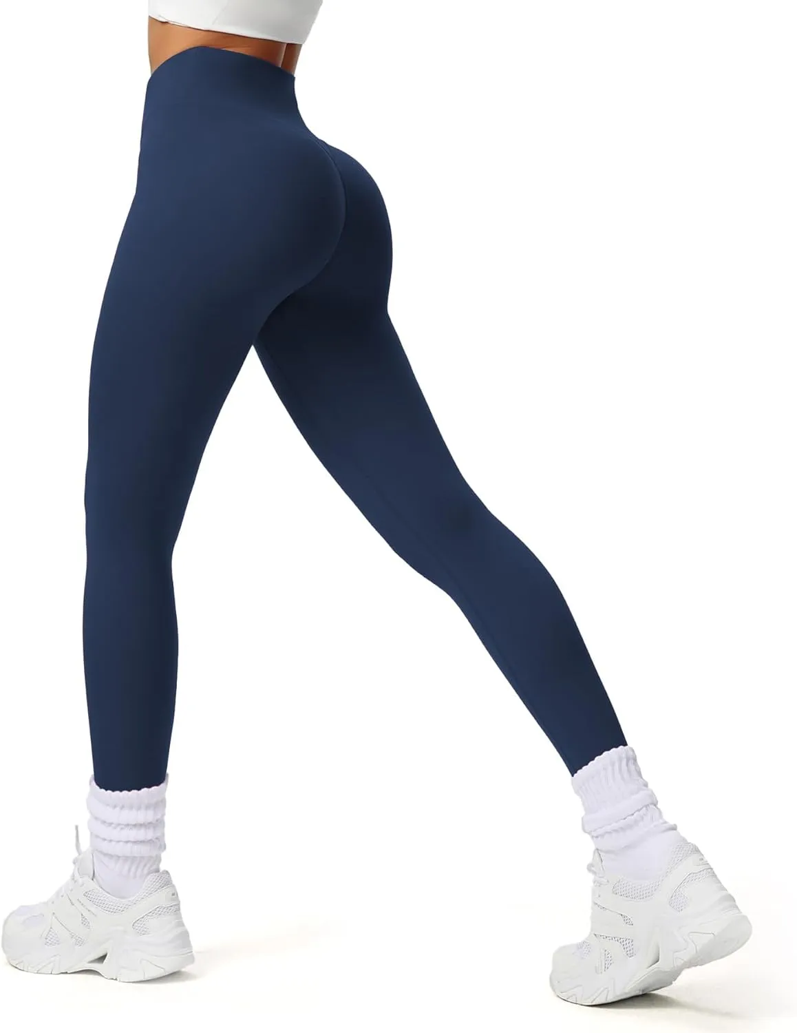 Aoxjox Workout Leggings for Women Vanity V Waist Hight Waist Tummy Control Hidden Scrunch Athletic Gym Yoga Pants 24"/26"/28"