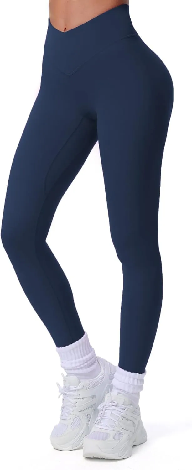 Aoxjox Workout Leggings for Women Vanity V Waist Hight Waist Tummy Control Hidden Scrunch Athletic Gym Yoga Pants 24"/26"/28"
