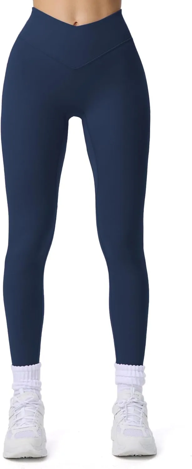 Aoxjox Workout Leggings for Women Vanity V Waist Hight Waist Tummy Control Hidden Scrunch Athletic Gym Yoga Pants 24"/26"/28"