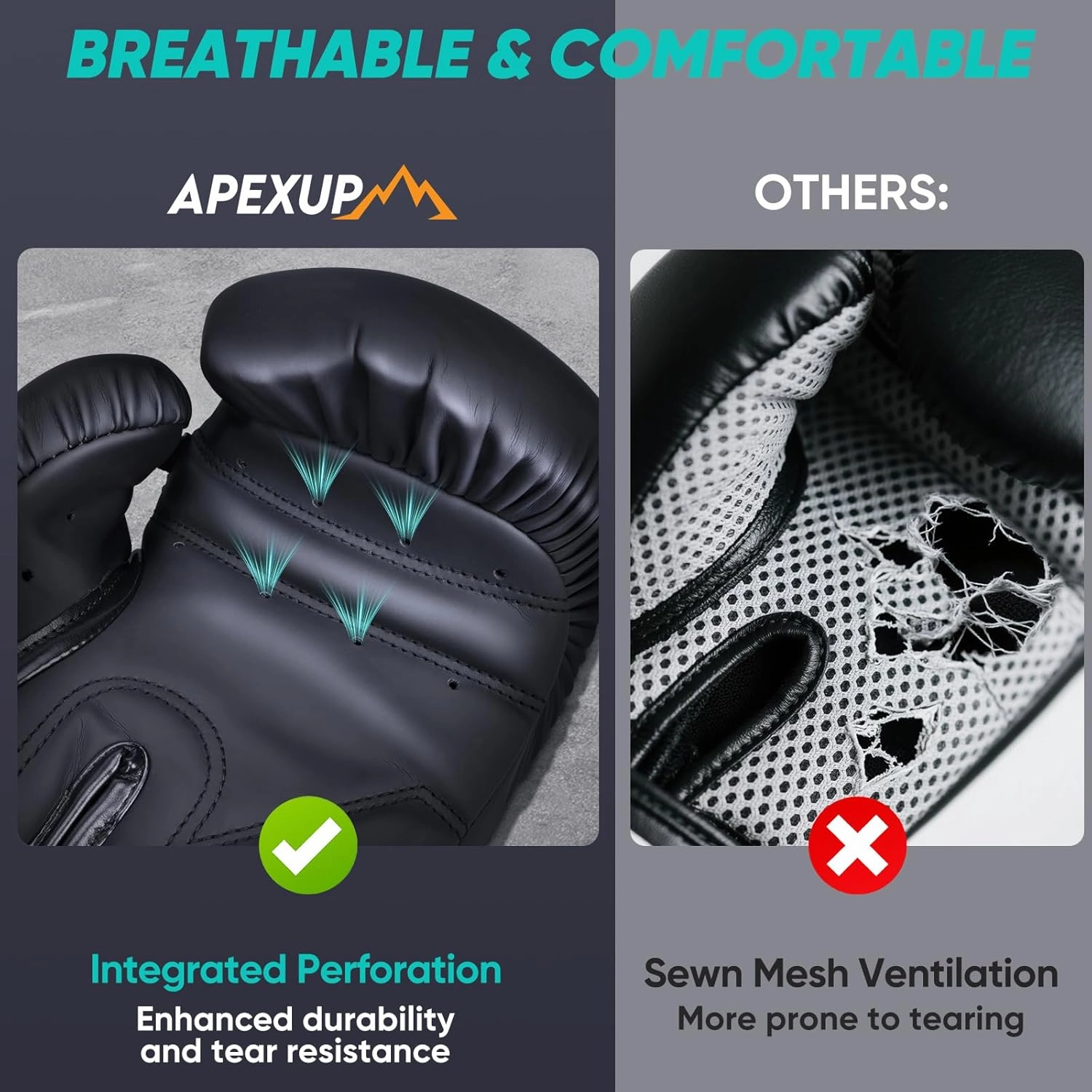 APEXUP Boxing Gloves for Men Women, Integrated Thickened Padding, Boxing Training Kickboxing Heavy Bag Gloves for MMA Kickboxing Muay Thai Sparring