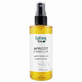 Apricot & Camellia Satin Body Oil 4oz | Nourishing Vitamin-E Rich in Antioxidants | Dry Skin Moisturizer | Promotes Skin Elasticity | After Bath Body Oil for Men & Women