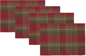 April Cornell Ribbed Placemat, Joyful Plaid Red, Set of 4