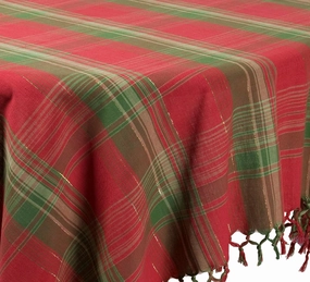 April Cornell 60 by 90-Inch Tablecloth, Joyful Plaid Red