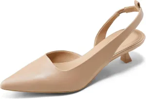 Arromic Pointed Toe Kitten Heels Pumps for Women, Slingback Heels for Women, Comfortable Low Heel Dress Shoes