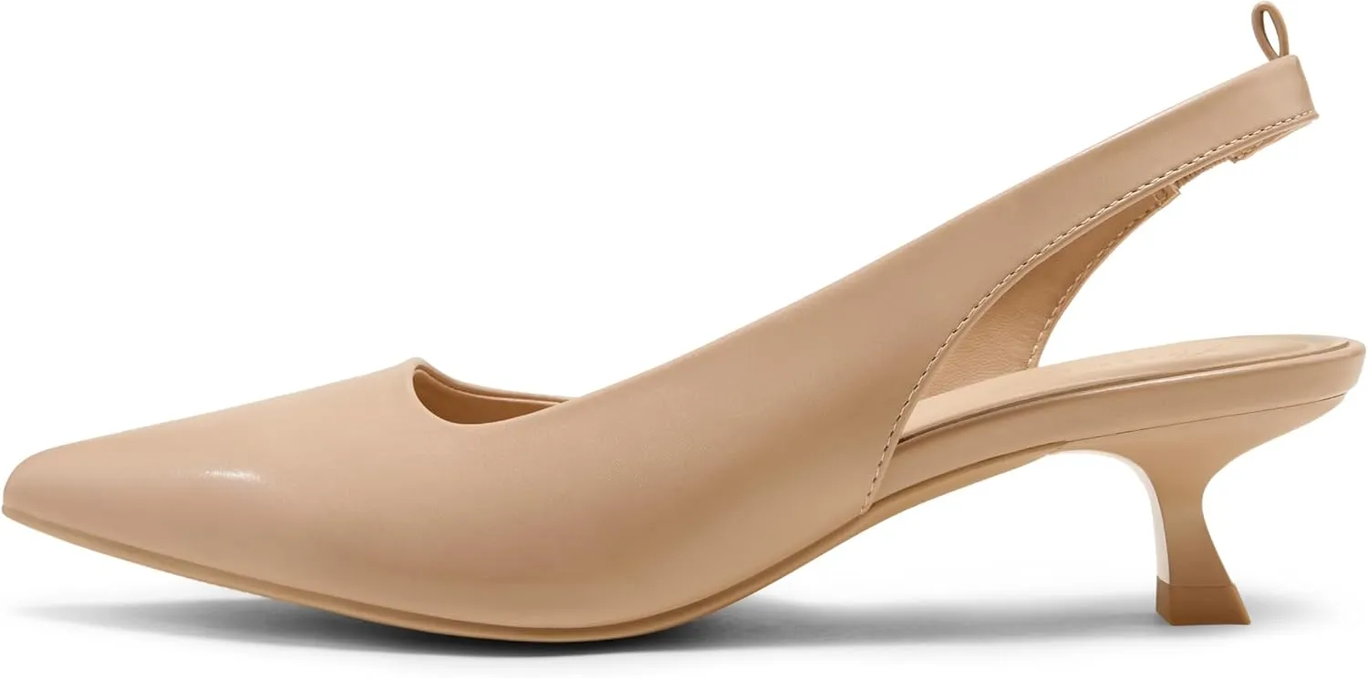 Arromic Pointed Toe Kitten Heels Pumps for Women, Slingback Heels for Women, Comfortable Low Heel Dress Shoes