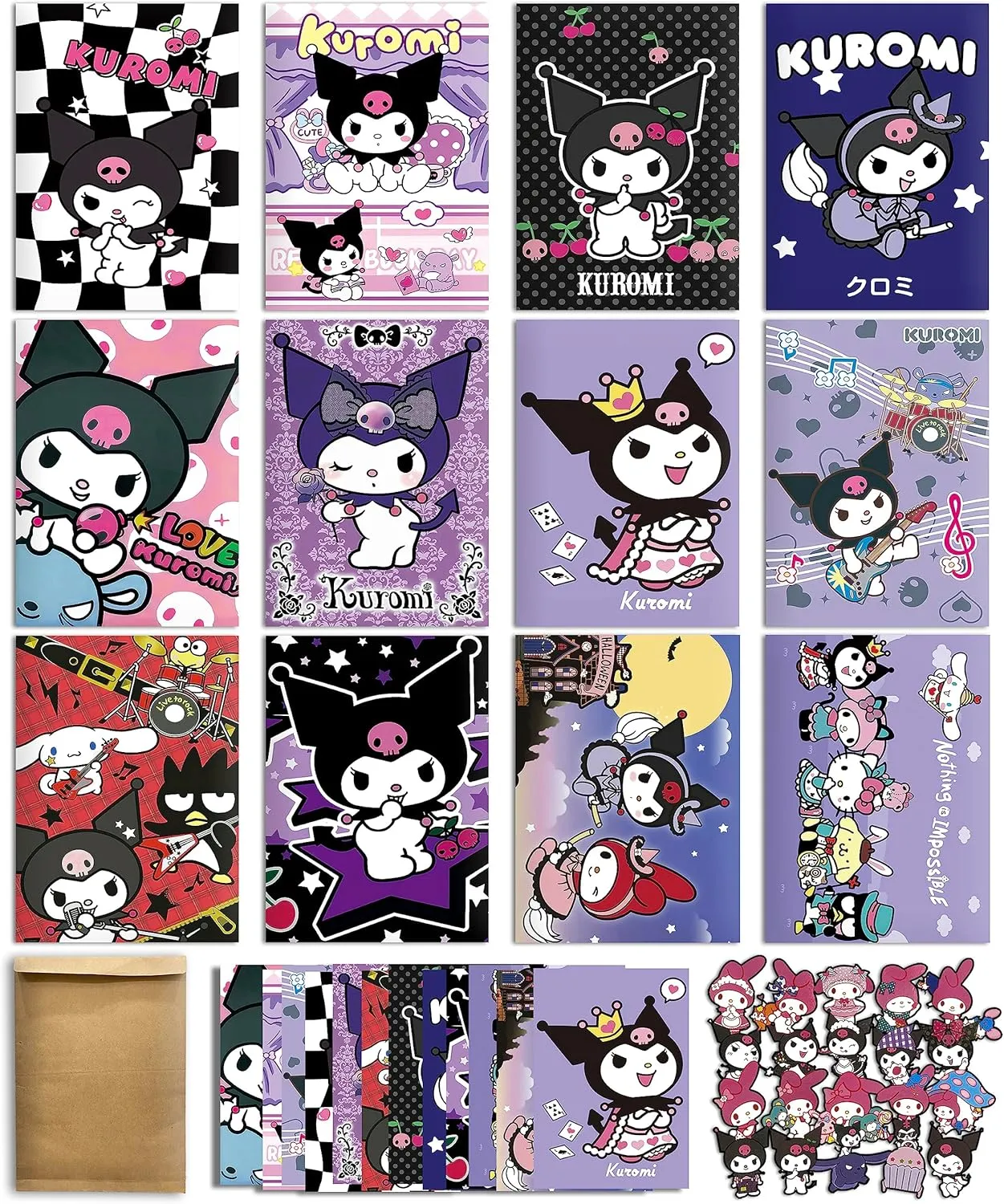 ArtBiz 12 PCS Kawai Poster Set, 11.5x16.5 Wall Art Prints Double-Sided, Cute Anime Poster Room Decor for Bedroom Dormitory